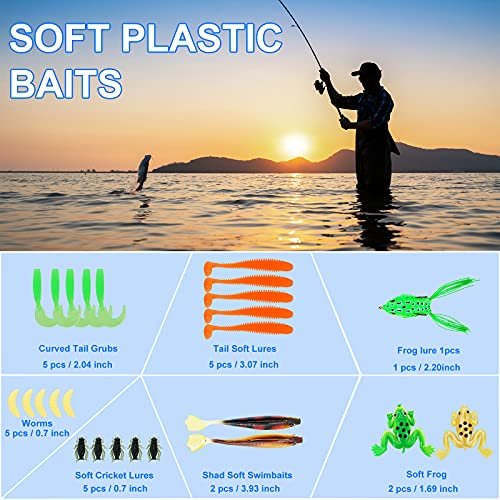92-Piece Bass Fishing Tackle Box Kit with Lures