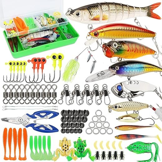92-Piece Bass Fishing Tackle Box Kit with Lures