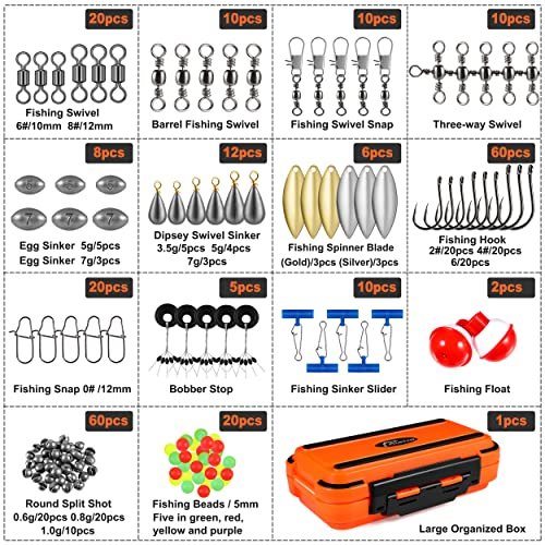 PLUSINNO 253pcs Fishing Accessories Kit for All Anglers