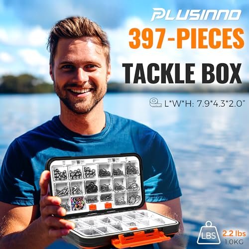 PLUSINNO 397pcs Fishing Kit: Ultimate Tackle Box & Rigs