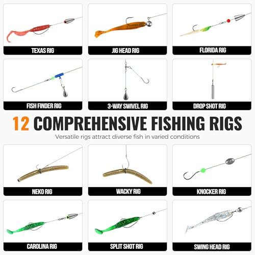 PLUSINNO 397pcs Fishing Kit: Ultimate Tackle Box & Rigs