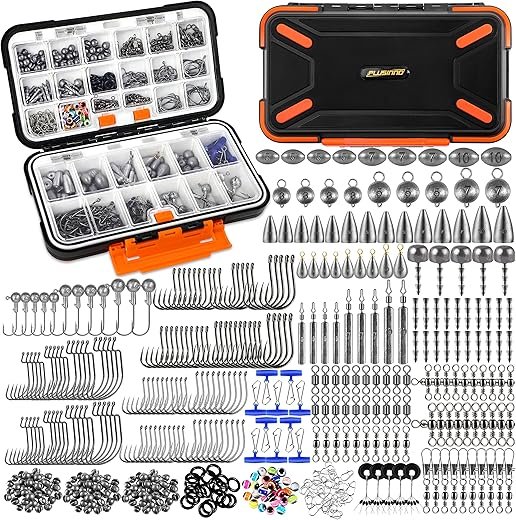 PLUSINNO 397pcs Fishing Kit: Ultimate Tackle Box & Rigs