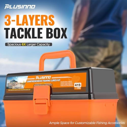 PLUSINNO 415Pcs Fishing Tackle Box & Lures Kit
