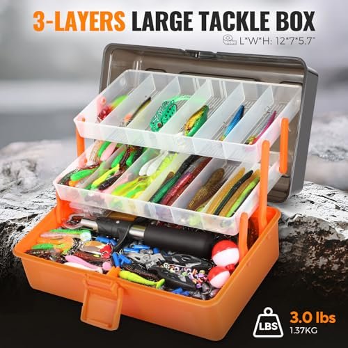 PLUSINNO 415Pcs Fishing Tackle Box & Lures Kit