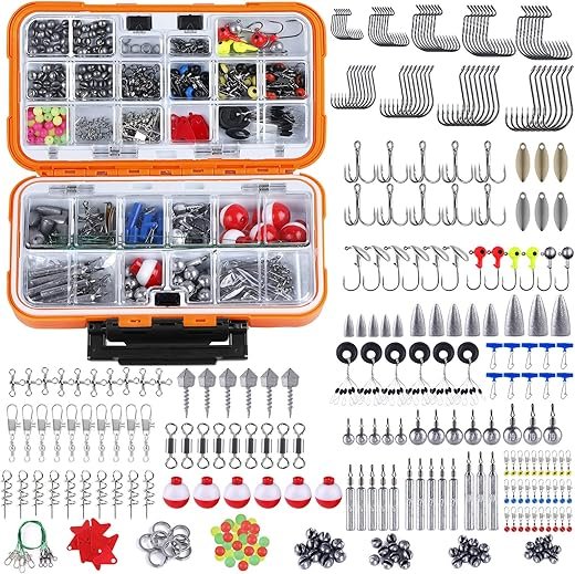 TOPFORT 343pcs Fishing Accessories Kit with Tackle Box