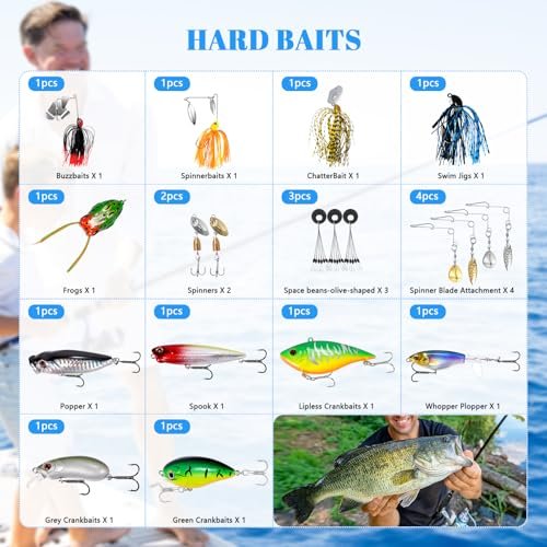 Ultimate 322-Piece Bass Fishing Lures Kit & Tackle